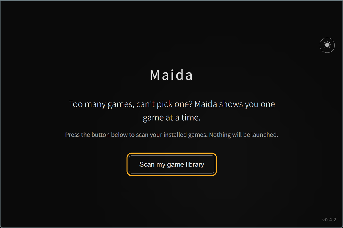 Maida onboarding screen on first launch