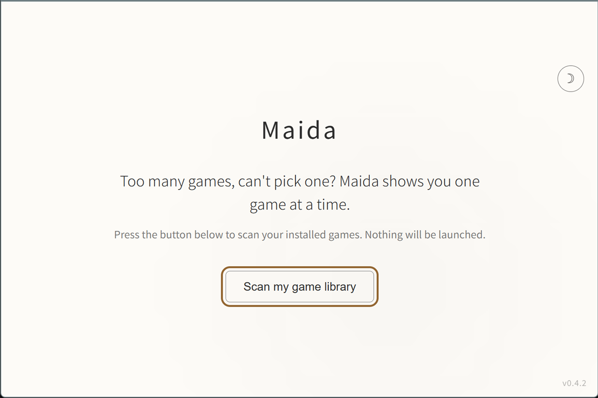 Maida onboarding screen on first launch